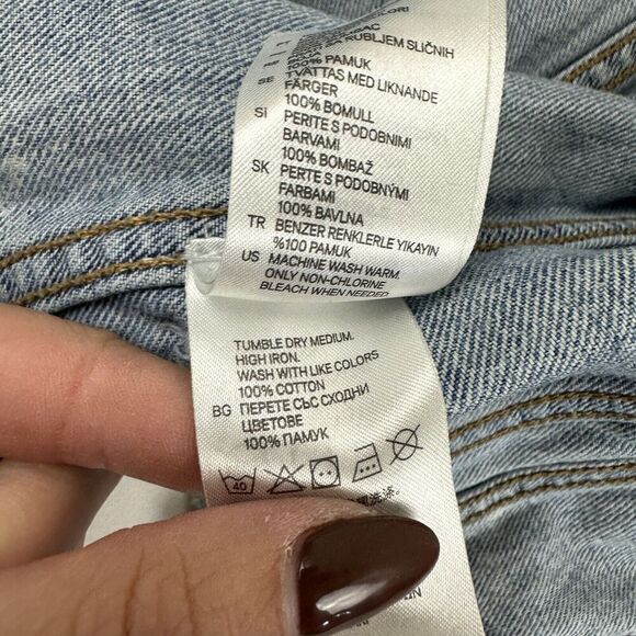 H&M x Coachella Official Collection Denim Blue Jean Jacket Distressed L/S Sz 8 - Picture 7 of 8